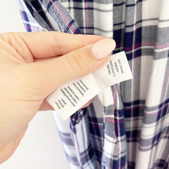 Rails Plaid Purple Sleeveless Tunic Button Down Flannel Blouse Large - Picture 8 of 8